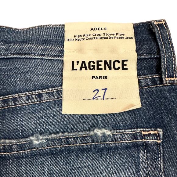 NEW L'Agence Adele Rigid Slim Stovepipe Jeans Newberry Distressed Crop - Picture 4 of 11